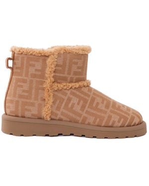 Fendi Bootie Tessuto Jacquard Ff - Braun
