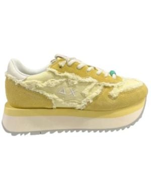 Sun 68 Canvas fransen high top sneakers - Gelb