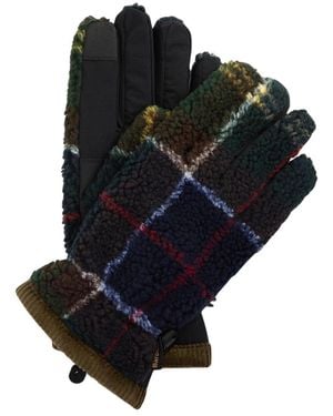 Barbour Field Tartan Fleece Handschuhe - Blau