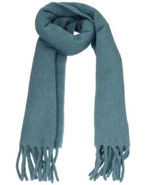 Ami Paris Groene Leren Sjaals Met Franjes - Blauw