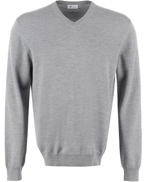 THE (Alphabet) V-Neck Knitwear - Grey