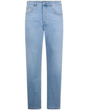 Moorer Helle Denim Straight Pants - Blau