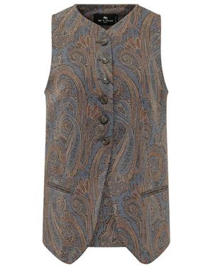 Etro Paisley Jacquard Weste - Grau