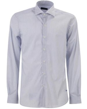 Fay Overhemden ,Blauw ,Katoen Stretch Overhemd Met Franse Sluiting