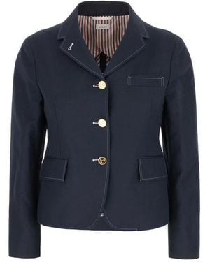 Thom Browne Cotton And Linen Jacket - Blue