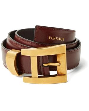 Versace Accessoires ,Rood ,Nylon Leren Riem 3 Cm - Metallic