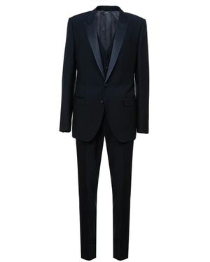 Dolce & Gabbana Kostuums ,Blauw ,Polyester Driedelig Pak - Zwart