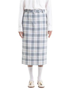 Thom Browne Windowpane Plaid Beltloop Sack Rok - Blauw