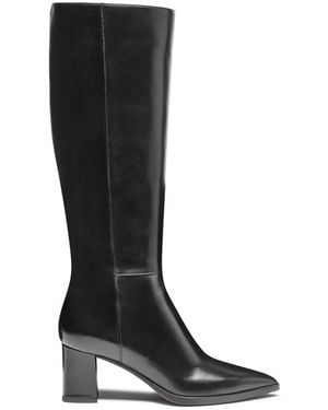 Santoni Leren Enkellaars Met Hak - Zwart
