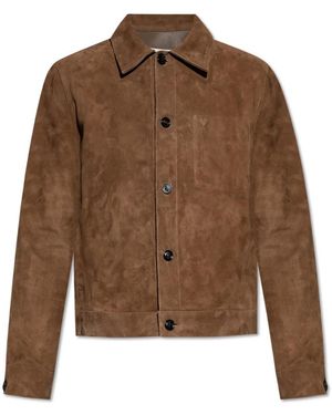 Ami Paris Leather Jackets - Marrone