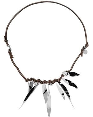 Marni Accessoires ,Bruin ,Leer Ketting Met Fonkelende Kristallen - Metallic
