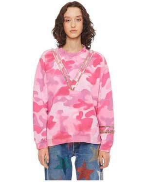 Collina Strada Camouflage Rhinestone Katoenen Sweatshirt - Roze