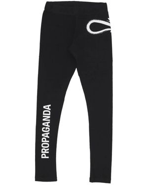Propaganda Broeken ,Zwart ,Polyester Zwarte Logo Leggings Strakke Pasvorm