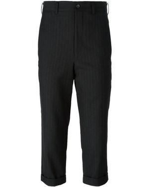Comme des Garçons Broeken ,Zwart ,Wol Gestreepte Cropped Broek