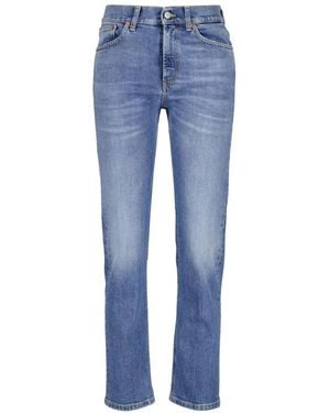 Dondup Jeans ,Blauw ,Leer Slim-Fit Jeans