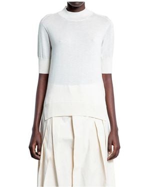 Jil Sander Weißer Kaschmir Seidenstrickpullover