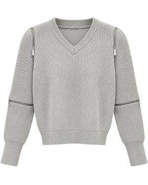 MEIMEIJ V-Hals Gebreide Kleding - Grijs