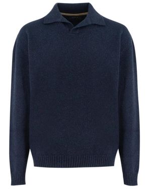 Sease Truien & Vesten ,Blauw ,Kasjmier Polo-Stijl Jumper