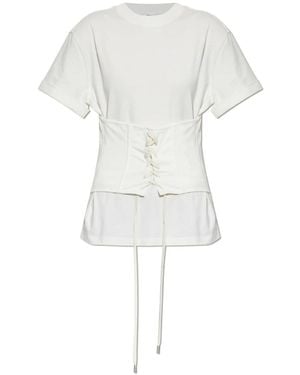 McQueen Tops ,Wit ,Katoen T-Shirt Met Decoratieve Strikdetail