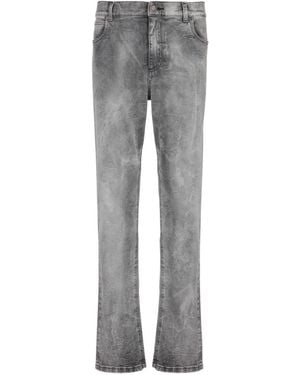 Balmain Straight Cotton Mid-Rise Jeans - Grey