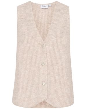Saint Tropez Jassen ,Grijs ,Wol Xenyasz Vest Strik - Naturel
