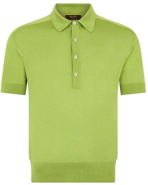 Moorer Truien & Vesten ,Groen ,Katoen Acton Polo Shirt