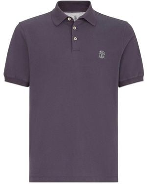 Brunello Cucinelli Tops ,Paars ,Katoen Logo Polo