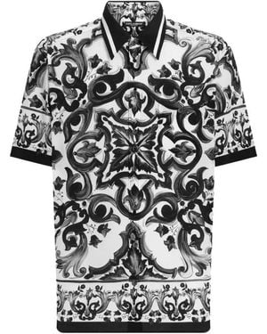 Dolce & Gabbana Majolica Print Silk Shirt - Black