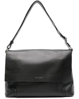 Orciani Schwarze Schultertasche Mit Frontreißverschluss