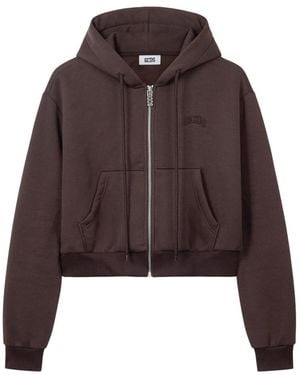 Gcds Hoodies & Sweatvesten ,Bruin ,Katoen Zip-Up Lounge Sweatshirt Met Logo