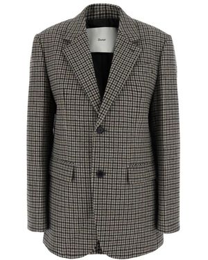 DUNST Klassieke Blazer Met 2 Knopen Van Wol - Grijs