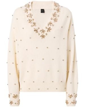 Pinko V-Neck Knitwear - Neutro