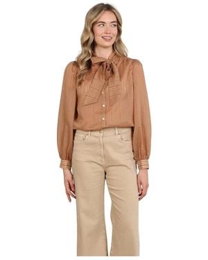 Nukus Overhemden ,Bruin ,Polyester Alberta Blouse Strik Met Strik