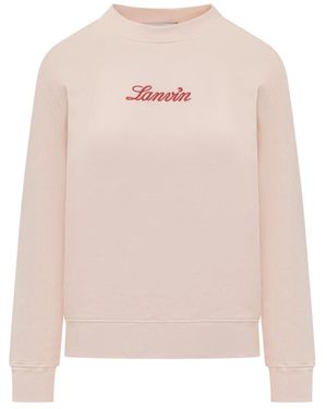 Lanvin Logo Manuscript Bouclette Sweatshirt - Roze