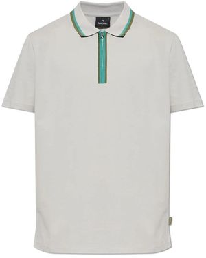 Paul Smith Quarter Zip Poloshirt - Wit
