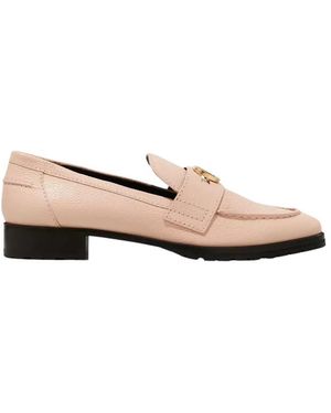 Maison Skorpios Schoenen ,Roze ,Leer Roze Brooklyn Loafers Met Gouden Detail