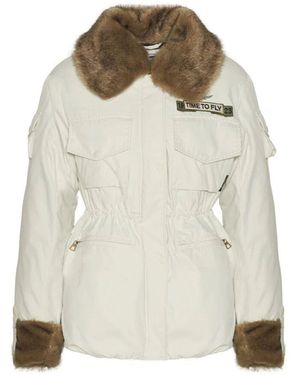 Aeronautica Militare Faux Fur Shearling Wasserdichte Jacke - Natur