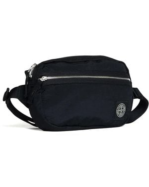 Stone Island Schwarze Schultertasche Mit Logopatch