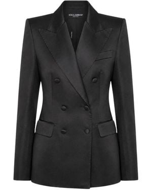 Dolce & Gabbana Jassen ,Zwart ,Leer Dubbelrijige Jas
