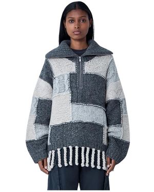Ganni Strickpullover Mit Reißverschluss - Blau