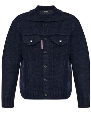 DSquared² Truien & Vesten ,Blauw ,Wol Wollen Vest