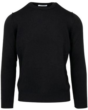 Gran Sasso Schwarzer woll-ripp-crew-neck-pullover