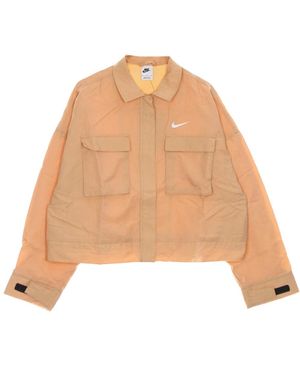 Nike Fitness ,Nylon Field Jacket Met Verstelbare Manchetten - Naturel