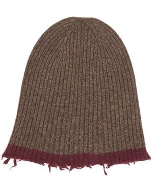 Uma Wang Rippstrick-Beanie Mit Ausgefranstem Saum - Braun