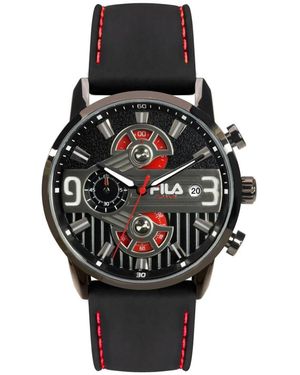 Fila Herrenuhr Chronograph Silikon Armband Style 38-175 - Schwarz