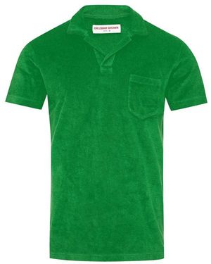 Orlebar Brown Küstengrünes frottee poloshirt