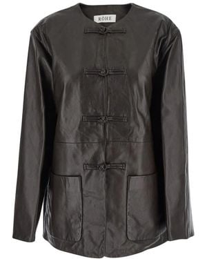 Rohe Bordeaux Mandarin Leren Jas - Zwart