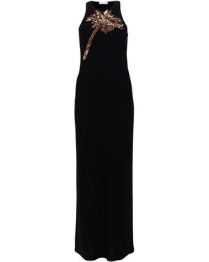 Rabanne Kleedjes ,Zwart ,Katoen Geborduurde Palmboom Maxidress