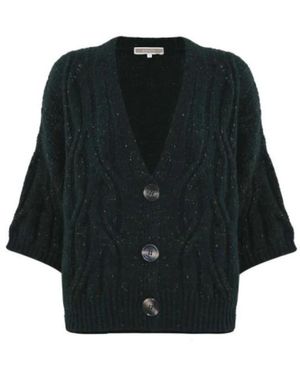 Kocca Truien & Vesten ,Groen ,Leer Cardigan Met Knopen En Vleermuismouwen - Zwart