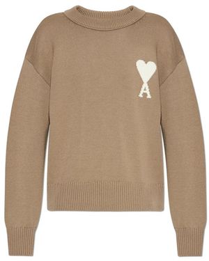 Ami Paris Round-Neck Knitwear - Neutro